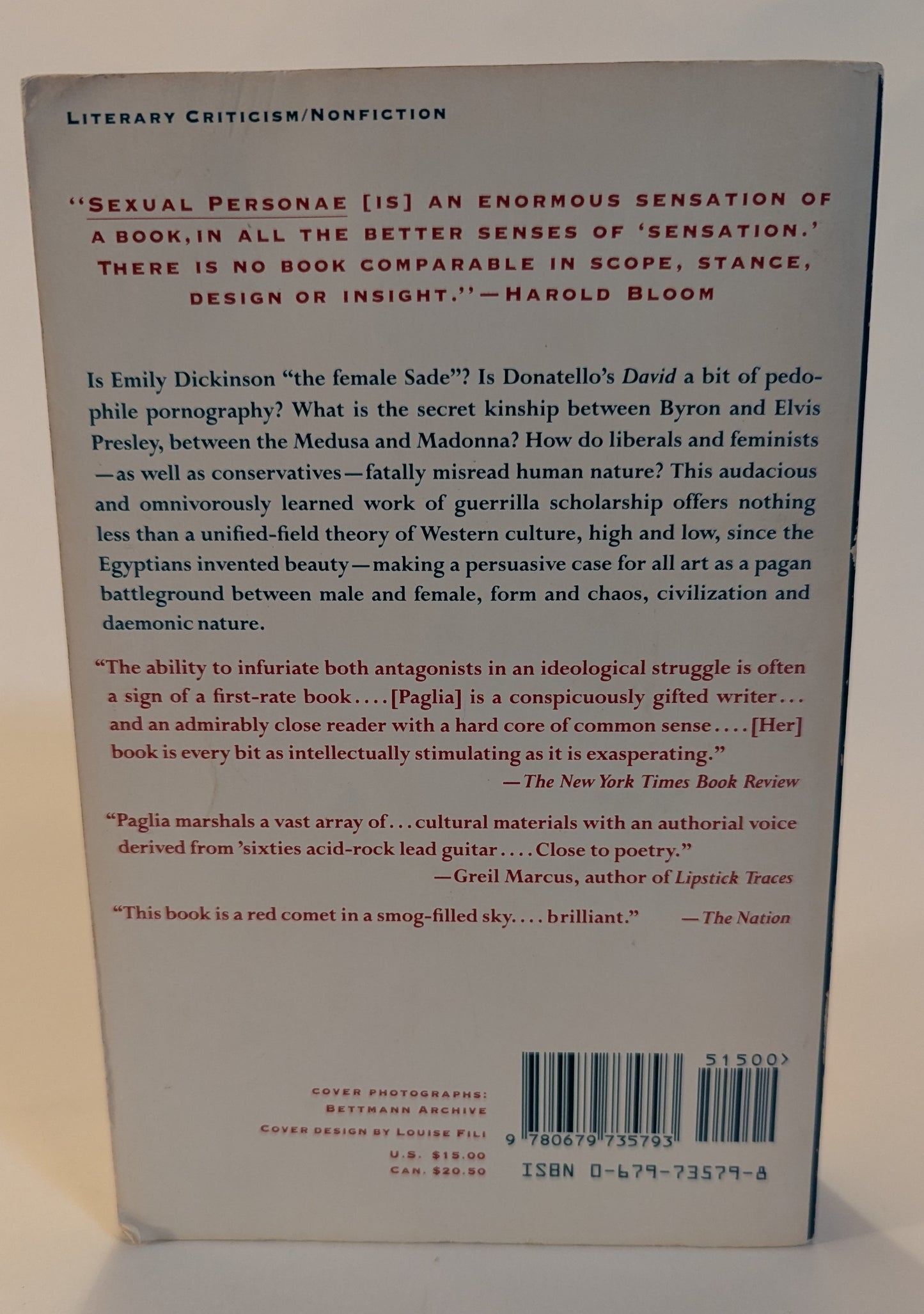 Sexual Personae: Art and Decadence from Nefertiti to Emily Dickinson [Camille Paglia]