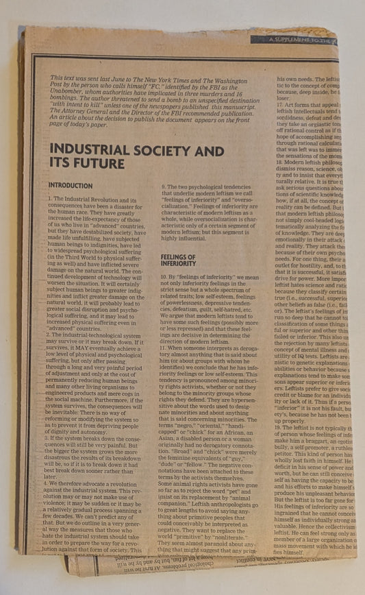 Industrial Society and It's Future [Ted Kaczynski]