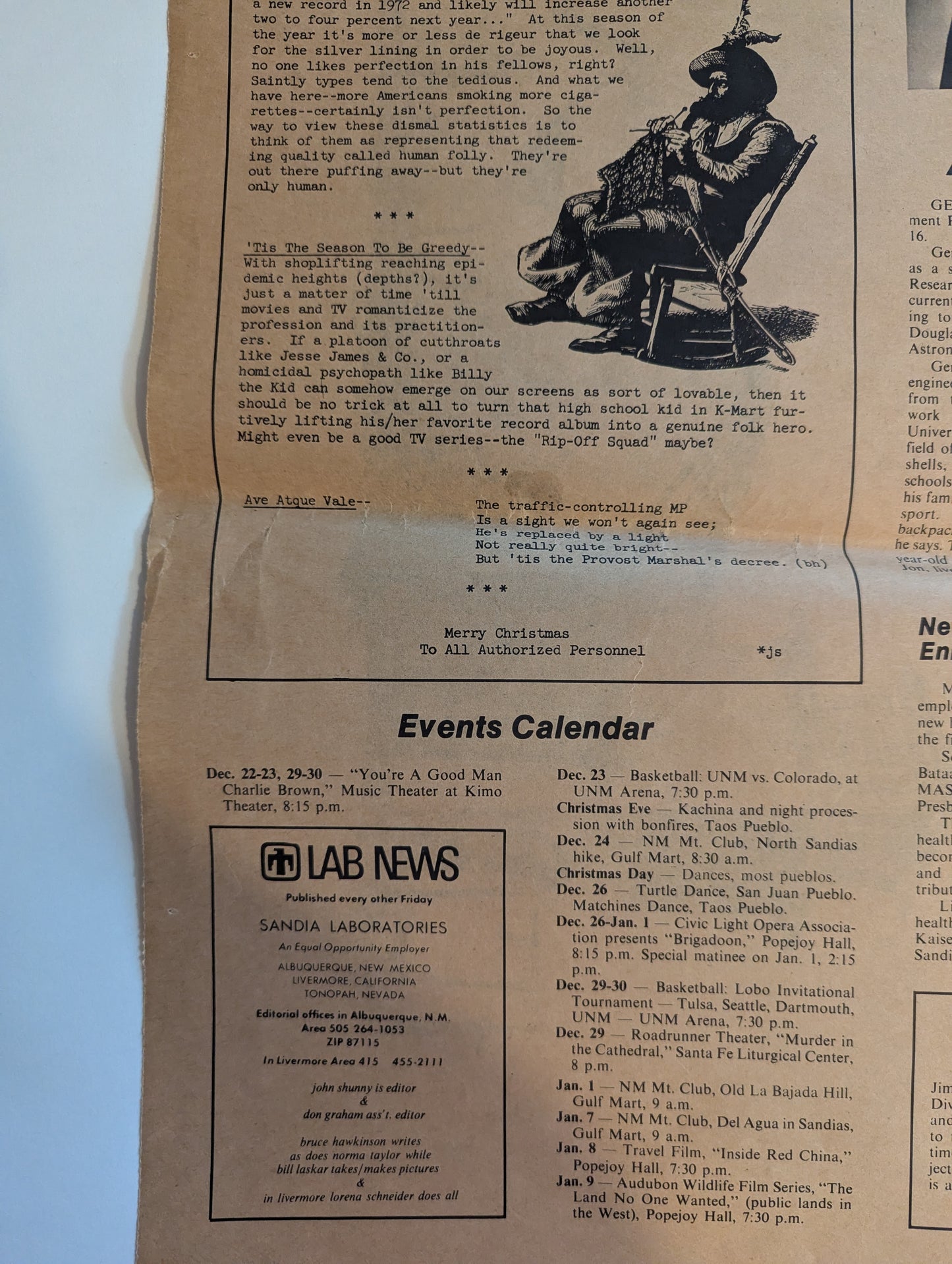 Lab News [December 1972]
