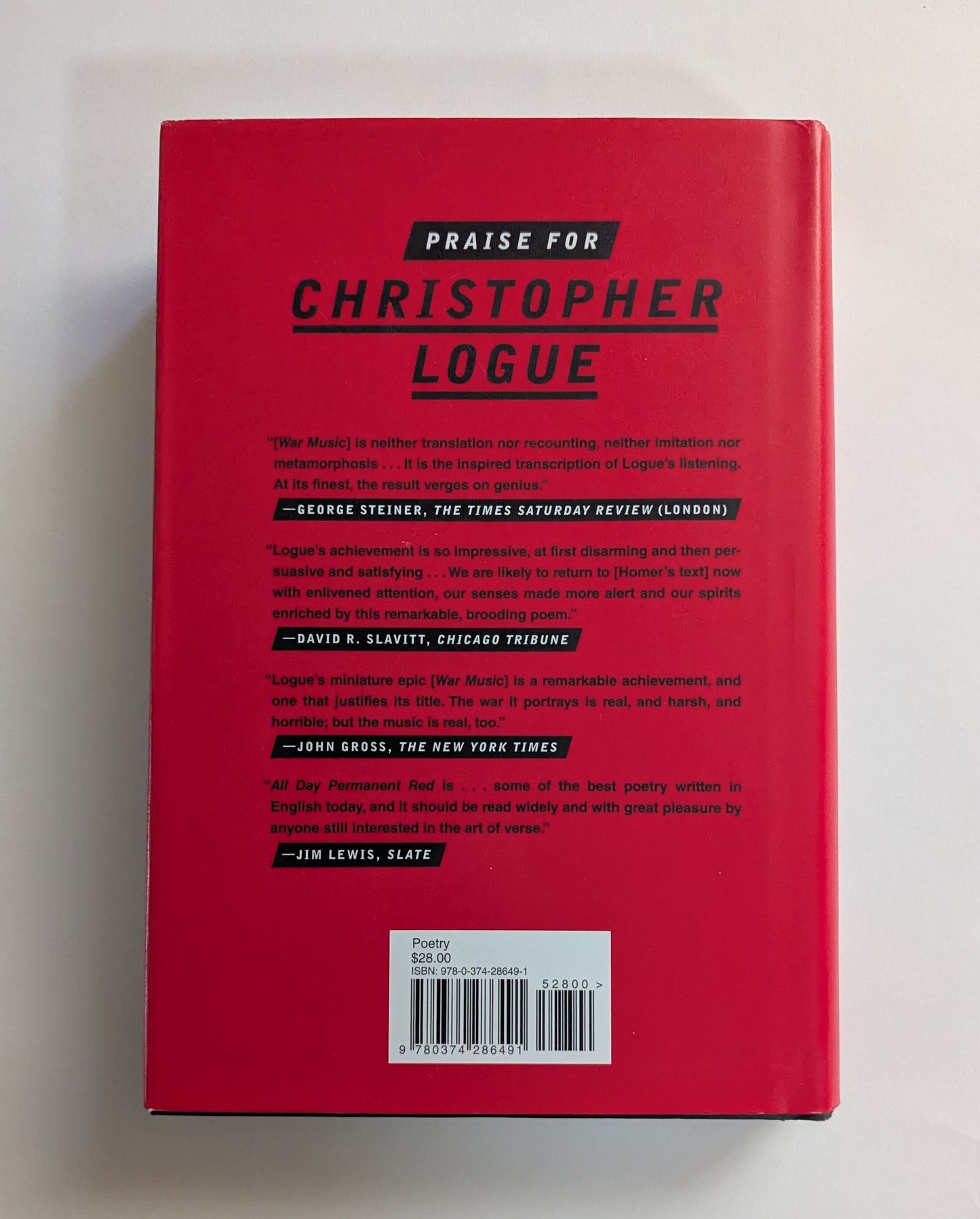 War Music: An Account of Homer's Iliad [Christopher Logue]