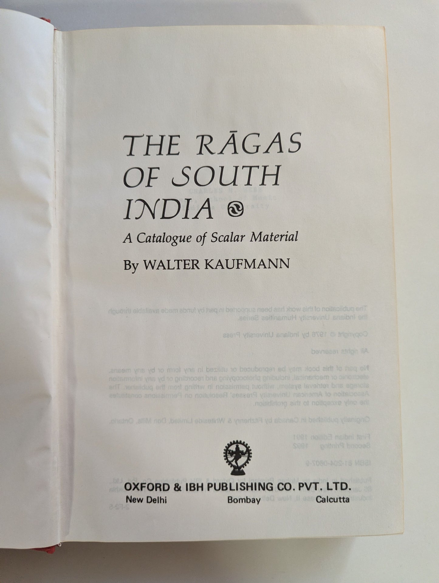 The Ragas of South India [Walter Kaufmann]