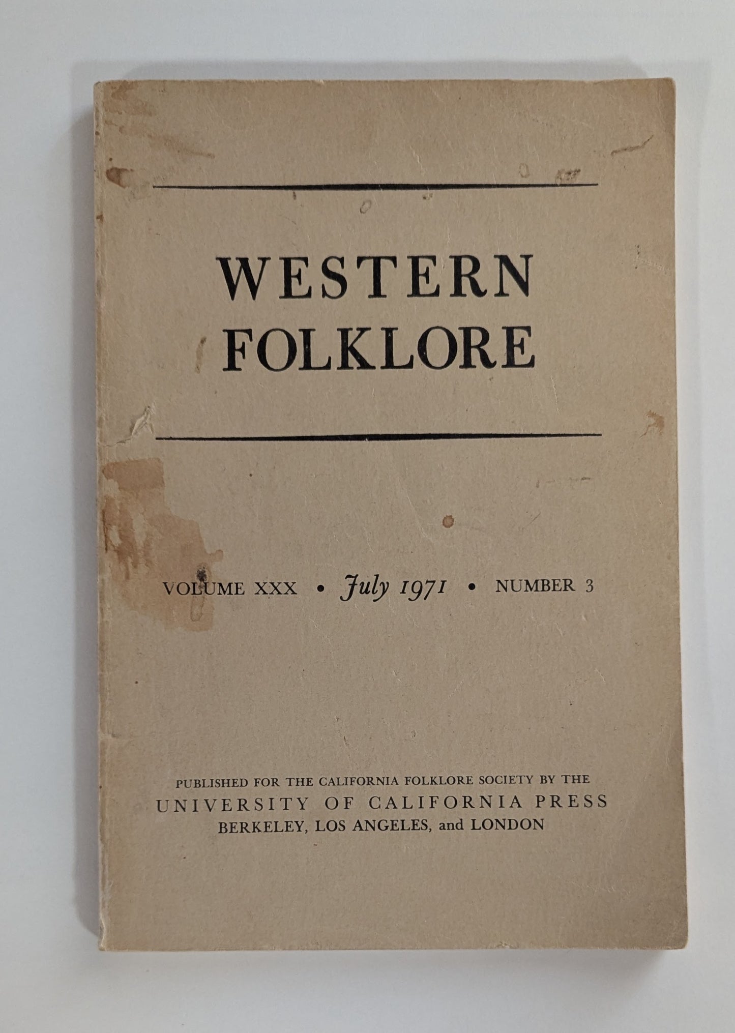 Western Folklore [July 1971]